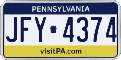 PA license plate JFY4374