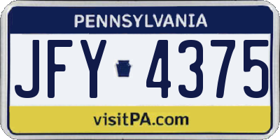 PA license plate JFY4375