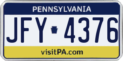 PA license plate JFY4376