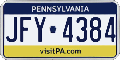 PA license plate JFY4384