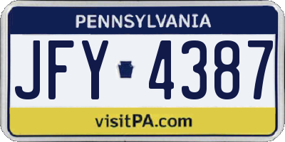 PA license plate JFY4387