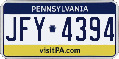 PA license plate JFY4394