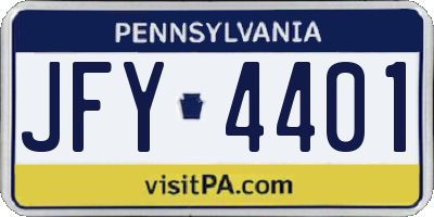 PA license plate JFY4401