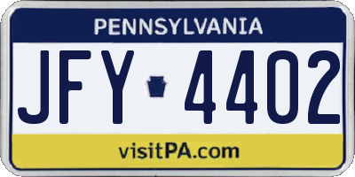 PA license plate JFY4402