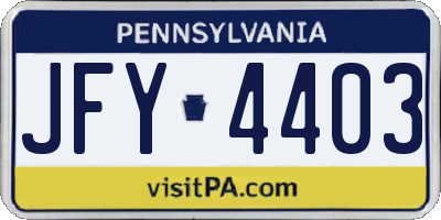 PA license plate JFY4403