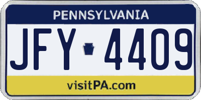 PA license plate JFY4409