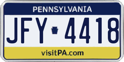 PA license plate JFY4418
