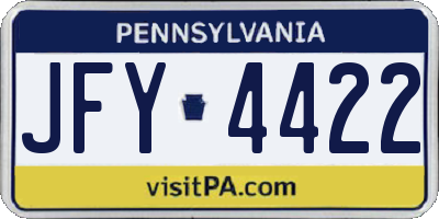 PA license plate JFY4422