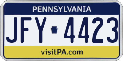 PA license plate JFY4423
