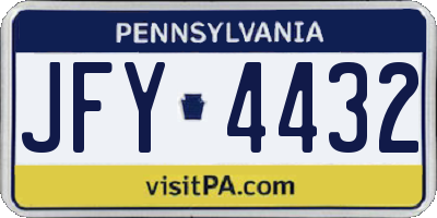 PA license plate JFY4432