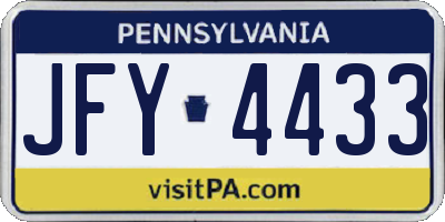 PA license plate JFY4433