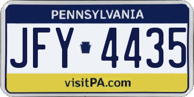 PA license plate JFY4435