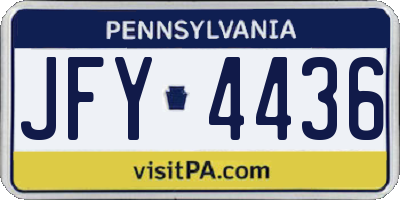 PA license plate JFY4436