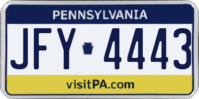 PA license plate JFY4443