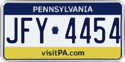 PA license plate JFY4454