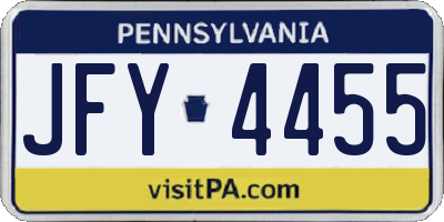 PA license plate JFY4455