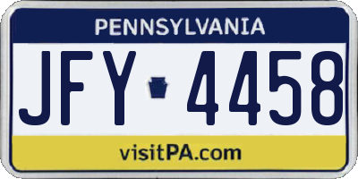 PA license plate JFY4458