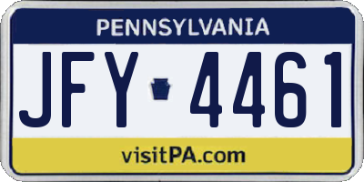 PA license plate JFY4461