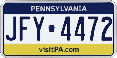 PA license plate JFY4472