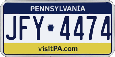 PA license plate JFY4474