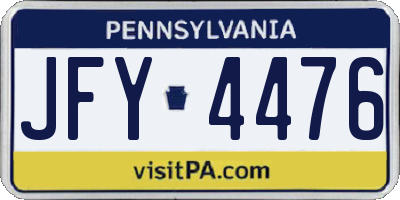 PA license plate JFY4476
