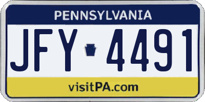 PA license plate JFY4491