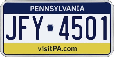 PA license plate JFY4501