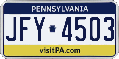 PA license plate JFY4503