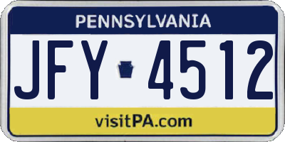 PA license plate JFY4512
