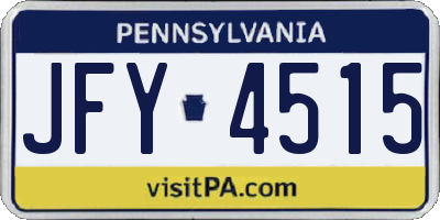 PA license plate JFY4515