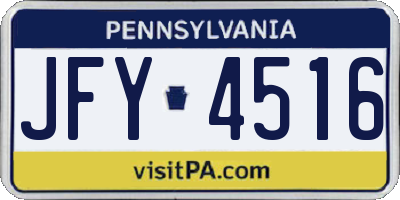 PA license plate JFY4516