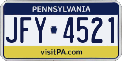 PA license plate JFY4521