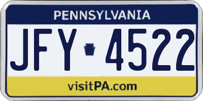 PA license plate JFY4522