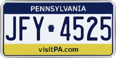 PA license plate JFY4525