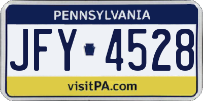 PA license plate JFY4528