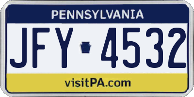 PA license plate JFY4532