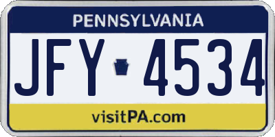 PA license plate JFY4534