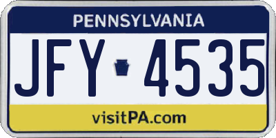 PA license plate JFY4535
