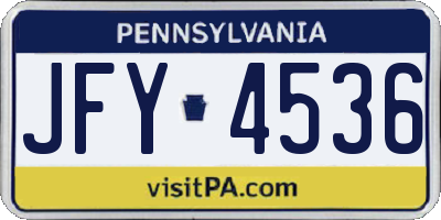 PA license plate JFY4536