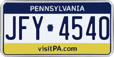 PA license plate JFY4540