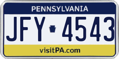 PA license plate JFY4543