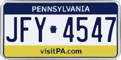 PA license plate JFY4547