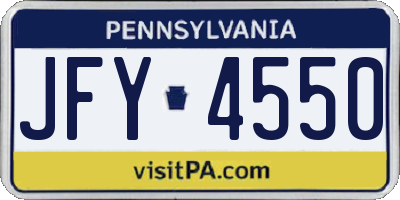 PA license plate JFY4550
