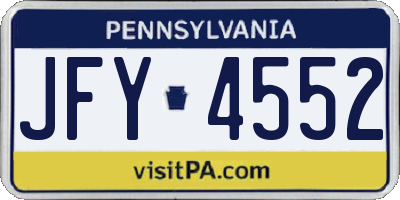 PA license plate JFY4552