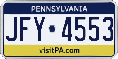 PA license plate JFY4553