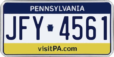 PA license plate JFY4561