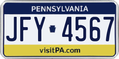 PA license plate JFY4567