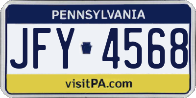 PA license plate JFY4568