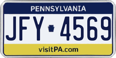 PA license plate JFY4569