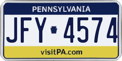 PA license plate JFY4574